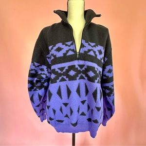 Bold 90s patterned fleece sweater